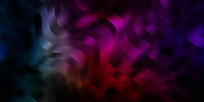 Dark Multicolor vector pattern with curved lines.