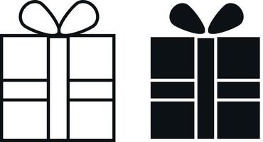 Gift box icons. Black and white box. Present. Simple flat design. Vector art