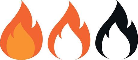 Fire icon set. Flame. Simple flat design. Vector art