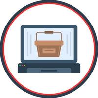 Online Shopping Basket Vector Icon Design