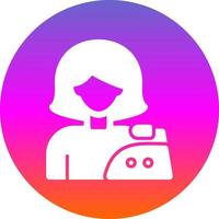 Woman Ironing Clothes Vector Icon Design