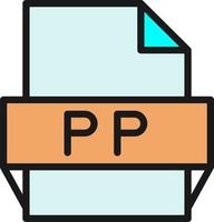 icono de formato de archivo pp vector