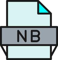 icono de formato de archivo nb vector