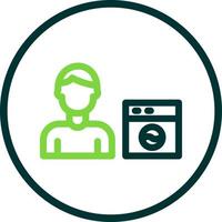 Man Doing Laundry Vector Icon Design