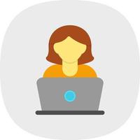 Woman Using Laptop Vector Icon Design