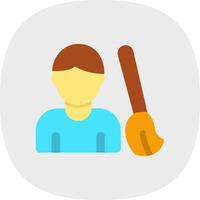 Man Sweeping Floor Vector Icon Design