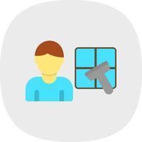 Man Cleaning Window Vector Icon Design