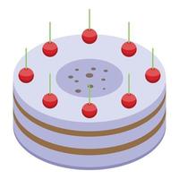 Office party cake icon, isometric style vector