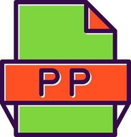 icono de formato de archivo pp vector