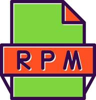 icono de formato de archivo rpm vector