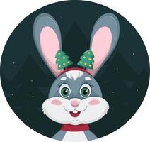 Cute winter Christmas bunny. Merry Christmas and Happy New Year. Vector illustration.
