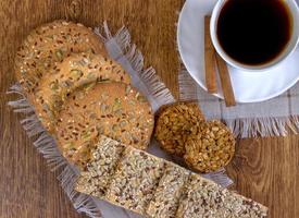 Cup of coffee and cookies photo