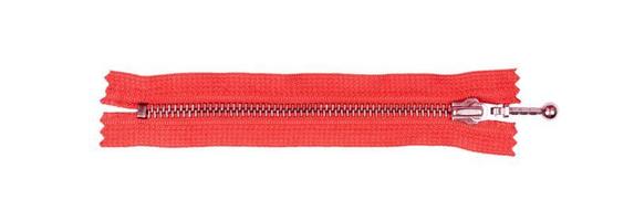 red zipper isolated on white. top view photo