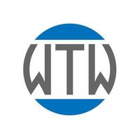 diseño de logotipo de letra wtw sobre fondo blanco. concepto de logotipo de círculo de iniciales creativas wtw. diseño de letra wtw. vector