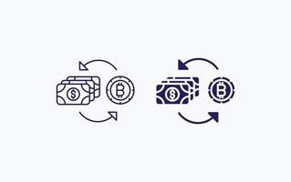 Dollar to bitcoin exchange illustration icon vector