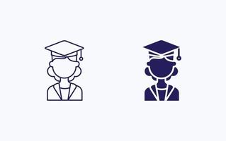 icono de ilustración de graduado de estudiante de niña vector