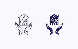 Family safety and insurance illustration icon vector