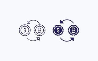 Dollar to bitcoin exchange illustration icon vector