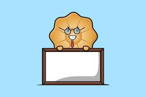 Cute cartoon Cookies teacher with big whiteboard vector