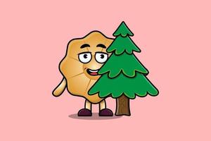lindo personaje de dibujos animados galletas árbol escondido vector