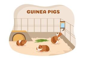 Guinea Pig Pets Hamsters Animals Breeds Suitable for Poster or Greeting Card in Flat Cute Cartoon Hand Drawn Templates Illustration vector