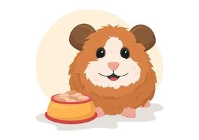 Guinea Pig Pets Hamsters Animals Breeds Suitable for Poster or Greeting Card in Flat Cute Cartoon Hand Drawn Templates Illustration vector