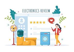 Electronics Review with Customer Rating Quality of Service or Application and Provide Feedback in Flat Cartoon Hand Drawn Templates Illustration vector