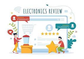 Electronics Review with Customer Rating Quality of Service or Application and Provide Feedback in Flat Cartoon Hand Drawn Templates Illustration vector