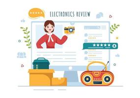 Electronics Review with Customer Rating Quality of Service or Application and Provide Feedback in Flat Cartoon Hand Drawn Templates Illustration vector