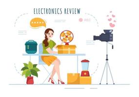 Electronics Review with Customer Rating Quality of Service or Application and Provide Feedback in Flat Cartoon Hand Drawn Templates Illustration vector