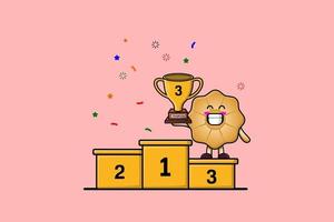 Cute cartoon Cookies character as the third winner vector