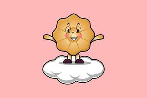 Cute cartoon Cookies character standing in cloud vector