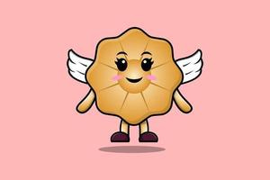 Cute cartoon Cookies character wearing wings vector