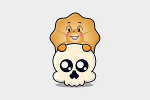 Cute Cookies cartoon hiding in skull illustration vector