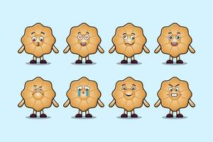 Set kawaii Cookies cartoon character expressions vector