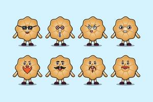 Set kawaii Cookies cartoon character expressions vector