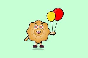 Cute cartoon Cookies floating with balloon vector