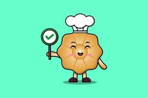 Cute cartoon Cookies chef hold correct sign board vector