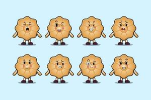 Set kawaii Cookies cartoon character expressions vector