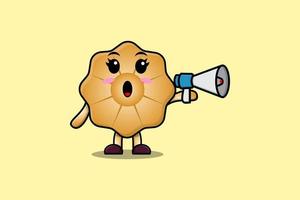 Cute Cartoon Cookies speak with megaphone vector