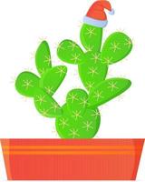 Cartoon cactus in christmas santa hat vector