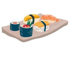 Sushi set. Asian Food. Perfect for restaurant cafe and print menus. Vector hand draw cartoon illustration.