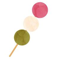 Mitarashi Dango - Japanese  sweet rice dumpling.Cute colorful dango.Line art dango illustration vector