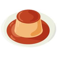Purin -Japanese custard pudding topped with caramel sauce. vector