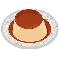 Purin -Japanese custard pudding topped with caramel sauce. vector