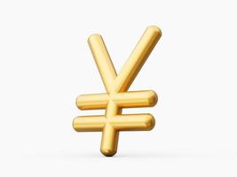 Yen Symbol made of gold with reflection isolated on white background. 3d illustration photo