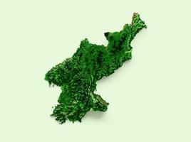 North Korea Topographic Map 3d realistic map Color 3d illustration photo