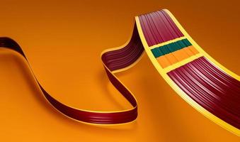 Sri Lanka flag ribbon, 3d illustration on a yellow orange background photo