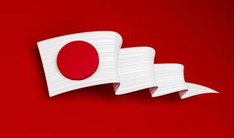 Abstract Japan flag ribbon isolated background Red and White 3d illustration photo