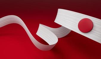 Abstract Japan flag ribbon isolated background Red and White 3d illustration photo